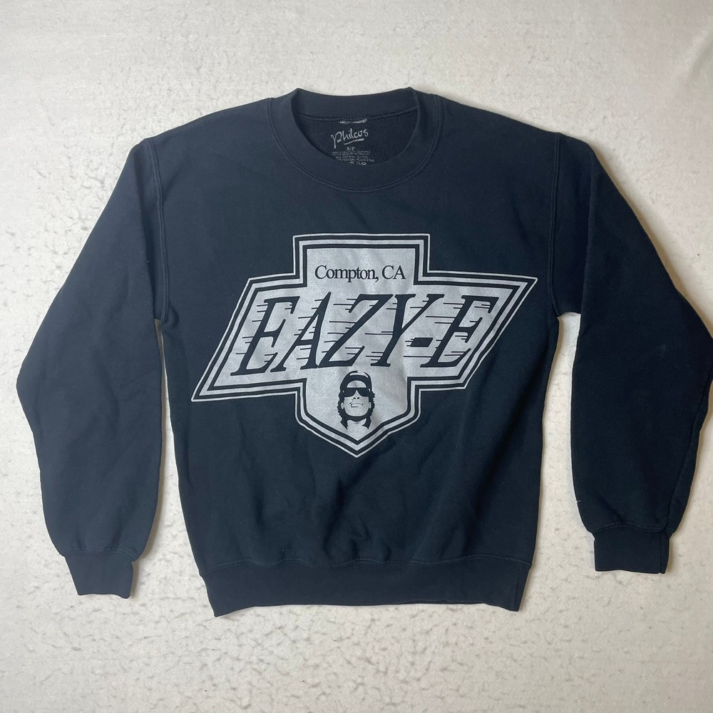 Philcos Eazy E Compton CA Black‎ Graphic Crewneck Sweatshirt Size S